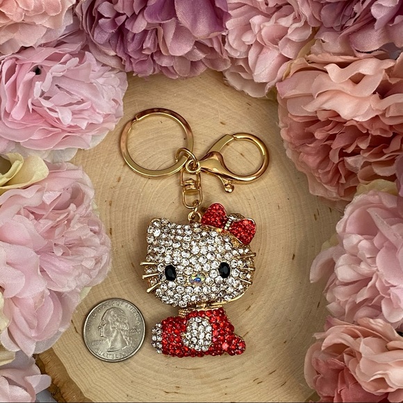 Hello Kitty with Red Crystal Dress & Bow Keychain Charm - Picture 11 of 12